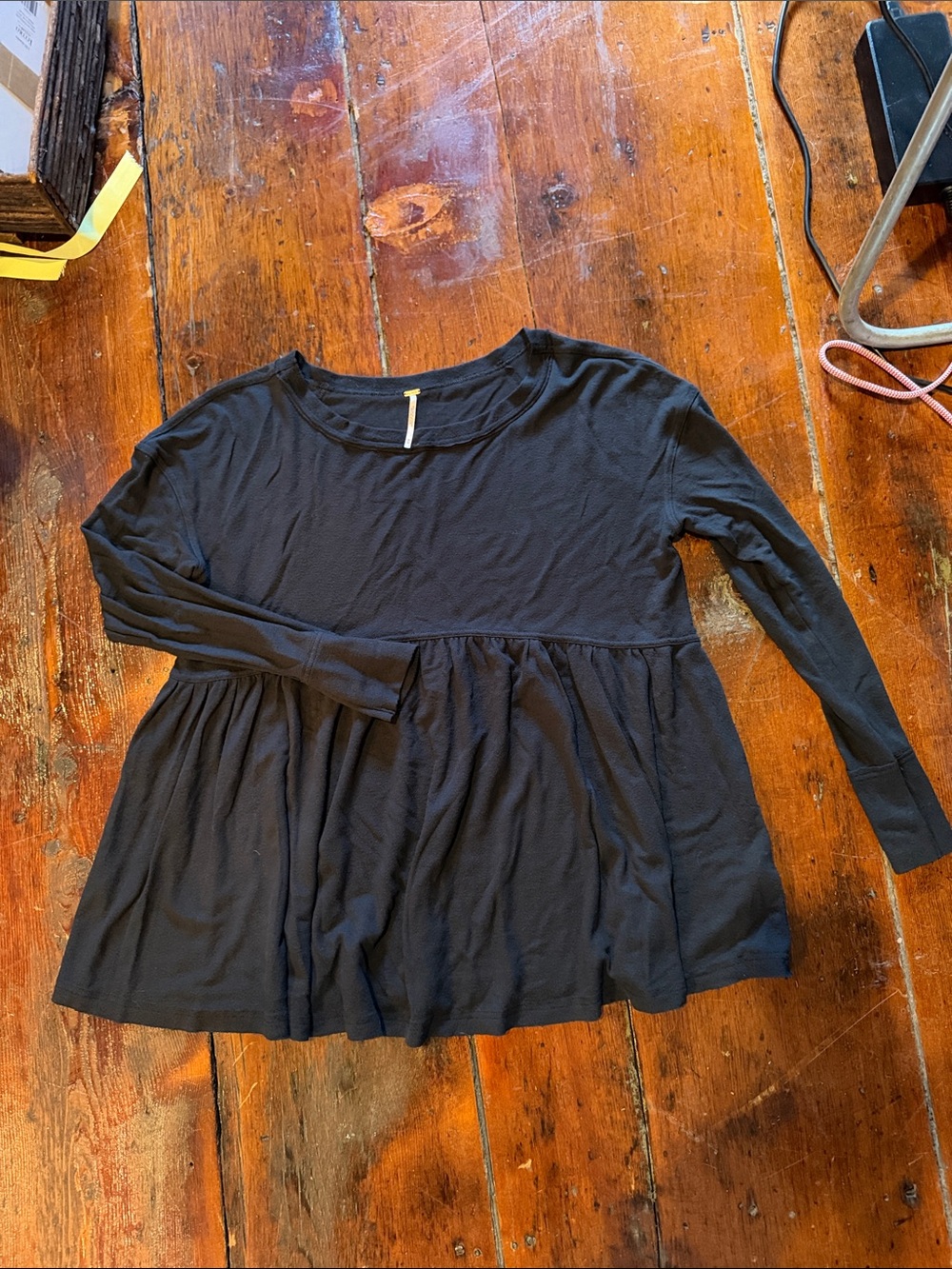 Free People Black Long-Sleeve Peplum Tunic